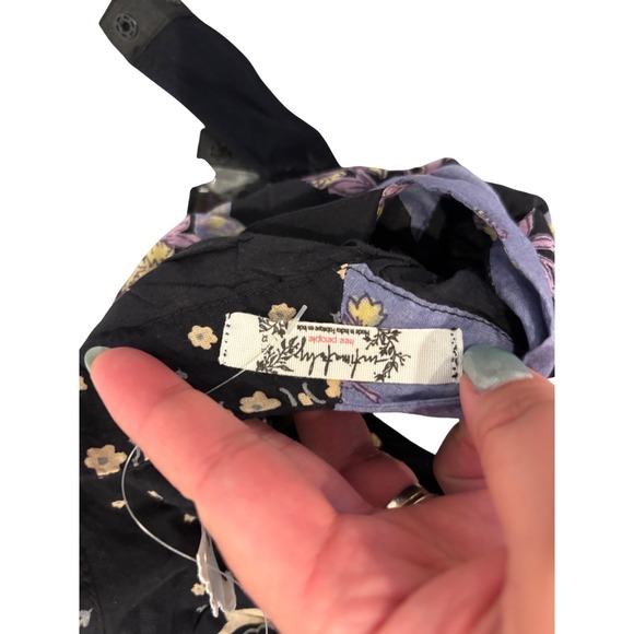 Free People Intimately Floral Bandana Print Bodysuit Black Purple XS OB1105151 - Picture 10 of 13